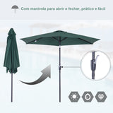 Guarda-sol Reclinável com Manivela de Alumínio com Tela de Poliéster para Jardím Pátio Terraço - F270x235 cm