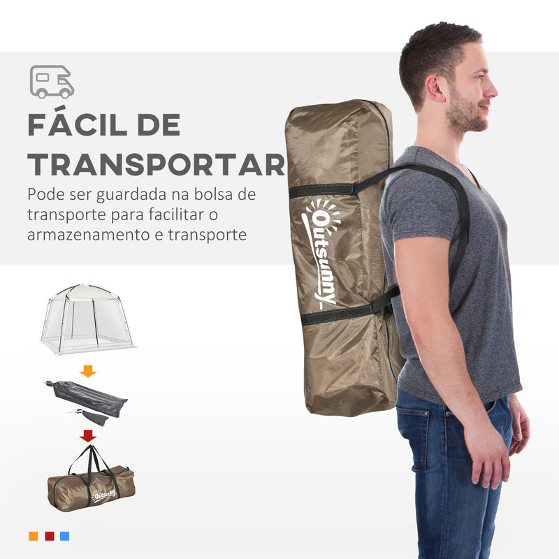 Tenda de Jardim 3x3 m Tenda para 6-8 Pessoas com 4 Mosquiteiras e 2 Portas Proteção UV50+ Inclui Bolsa de Transporte para Pátio Exterior Branco