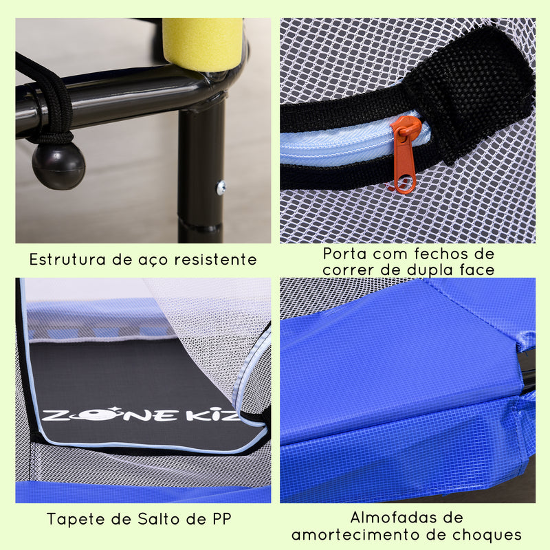 Trampolim para Crianças 95x85 cm com Rede de Segurança Trampolim Infantil para Crianças de 3-6 Anos para Interior Carga Máxima 50 kg 122x122x97 cm Azul