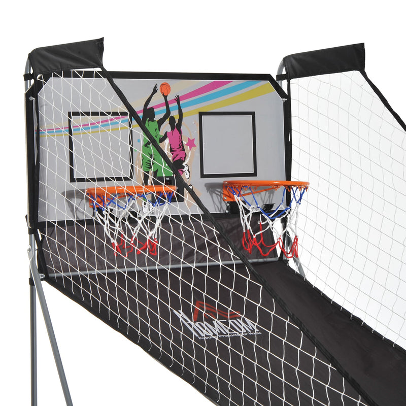 Conjunto de tabelas de Basquetebol Dobráveis e Portáteis de aço Cor Preto e Branco 205x110x205 cm