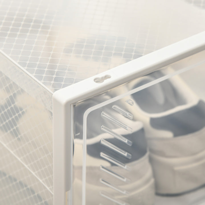 Armário Modular de Plástico Sapateira Modular com 8 Cubos Portas Magnéticas Organizador de Sapatos para Entrada Corredor Dormitório 25x35x19cm Transparente