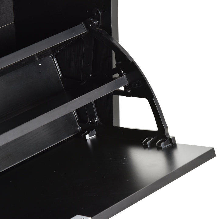 Armário de sapatos com 6 prateleiras Porta Inclinada capacidade de 18 Pares Preto