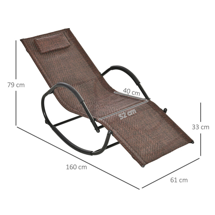 Espreguiçadeira de Exterior com Apoio para os Braços e Efeito de Vime para Jardim Terraço Pátio Carga Máxima 160kg 61x160x79cm Marrom