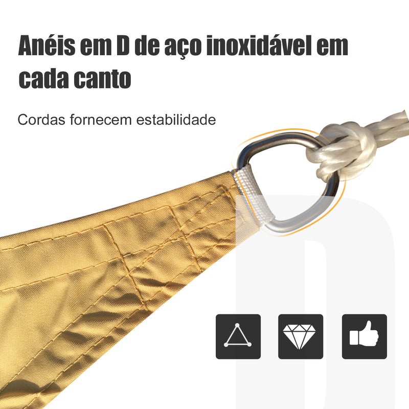 Toldo vela retangular 3x3m para varanda Jardim roteção UV resistente à água poliéster cor areia