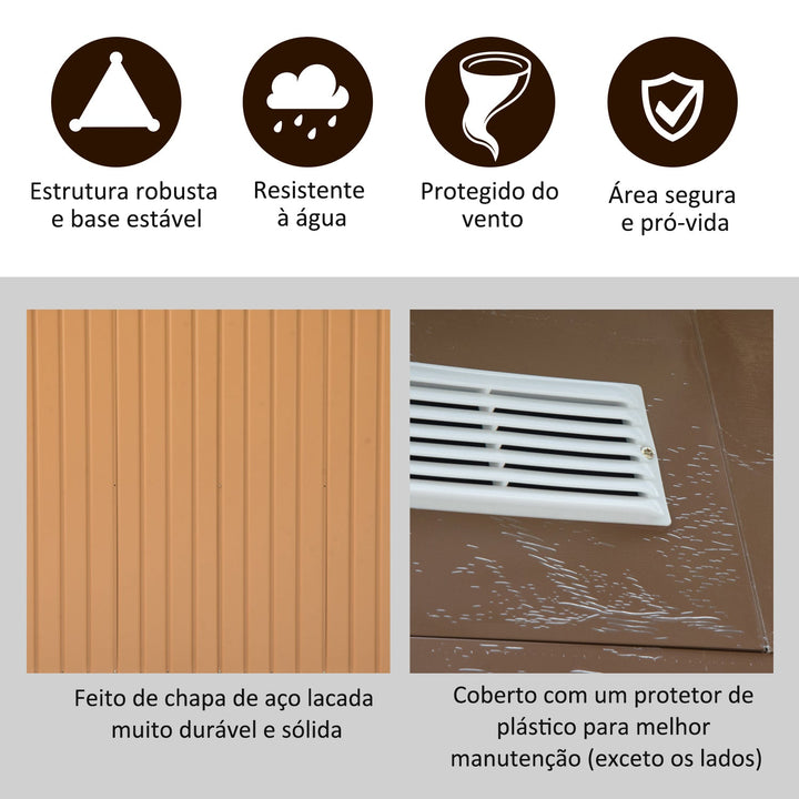 Galpão de Jardim Barracão Metálico Placa Ocra para armazenar ferramentas 277x191x192cm Ocra