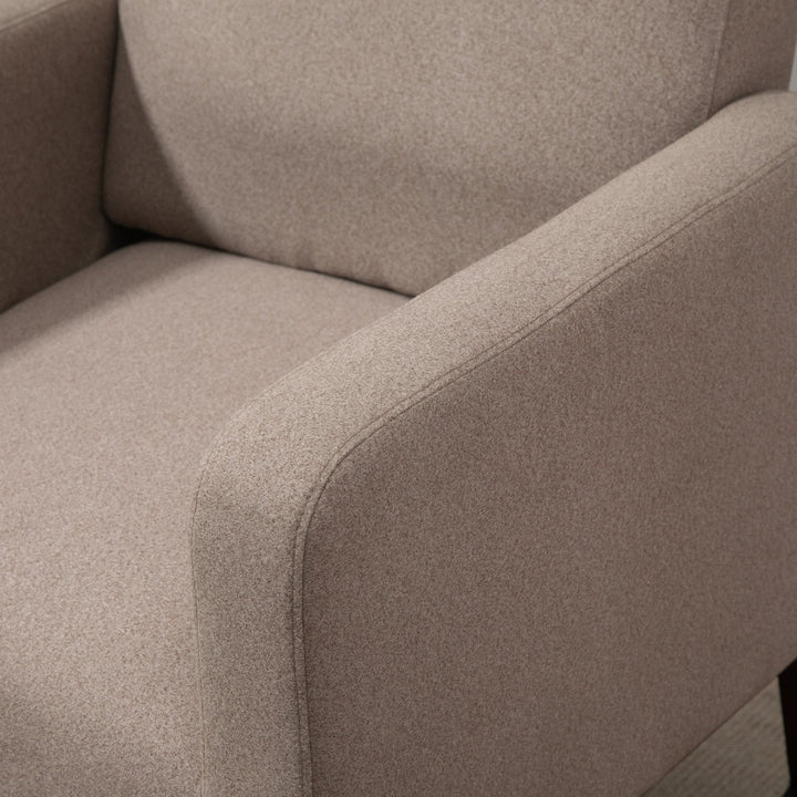 Poltrona Baloiço Estofada em Flanela Cadeira de Baloiço Relax com Assento Apoio para os Braços Acolchoados e Base de Madeira Ideal para Lactancia 72x75x105cm Marrom
