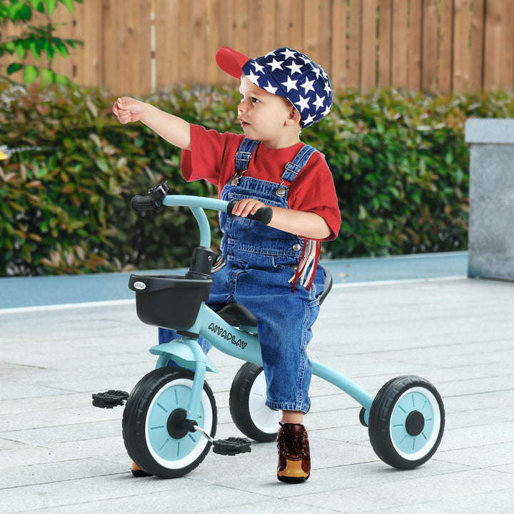 Triciclo para Crianças de 2 a 5 anos Triciclo Infantil com Assento Ajustável Cesta Buzina e Pedais e 3 Rodas Carga Máxima 25 kg 70,5x50x58 cm Azul