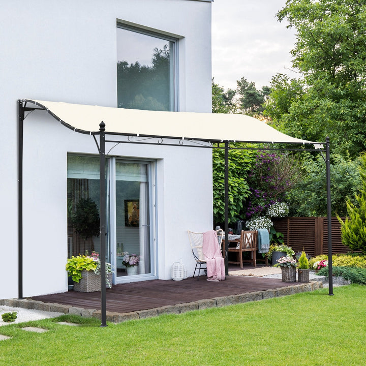 Pérgola para Jardim 297x297x250cm de Parede Curva Aço e Poliéster Creme