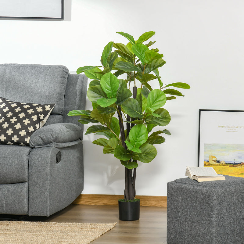 Planta Artificial Ficus 130 cm com 78 Folhas e Vaso de Planta Artificial Decorativa para Interior e Exterior Casa Sala de Estar Escritório Verde