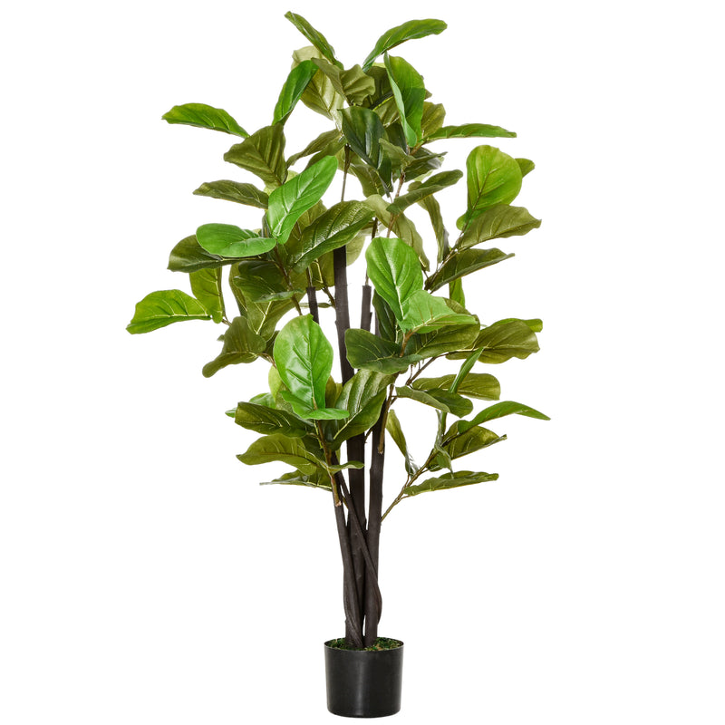 Planta Artificial Ficus 130 cm com 78 Folhas e Vaso de Planta Artificial Decorativa para Interior e Exterior Casa Sala de Estar Escritório Verde