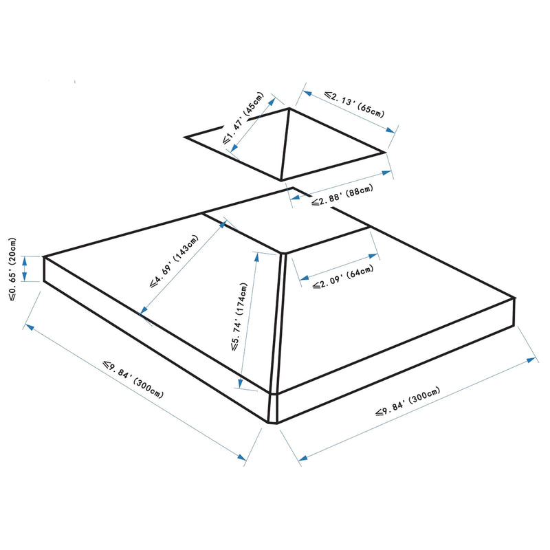 Teto de Reposição para tenda 300x300cm Poliéster Verde Telhado de substituição