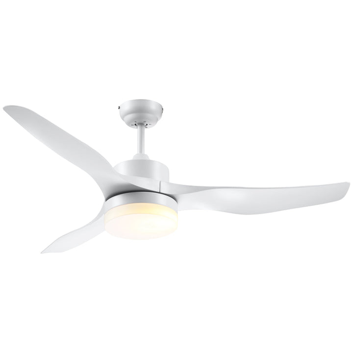 Ventoinha de Teto 20,5W Diâmetro 132cm com Controle Remoto Luz LED Ajustável em 3 Níveis 3 Lâminas Reversíveis 6 Velocidades e Temporizador para Dormitório Sala de Estar Branco