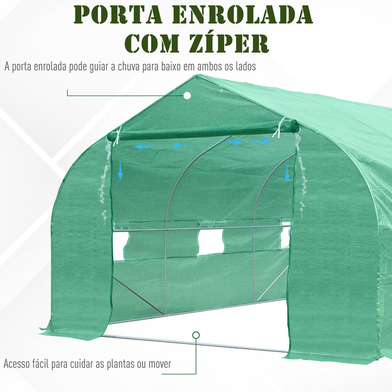 Estufa de jardim ou Terraço para cultivo de Plantas e Sementes – Cor verde - 450x300x200 cm