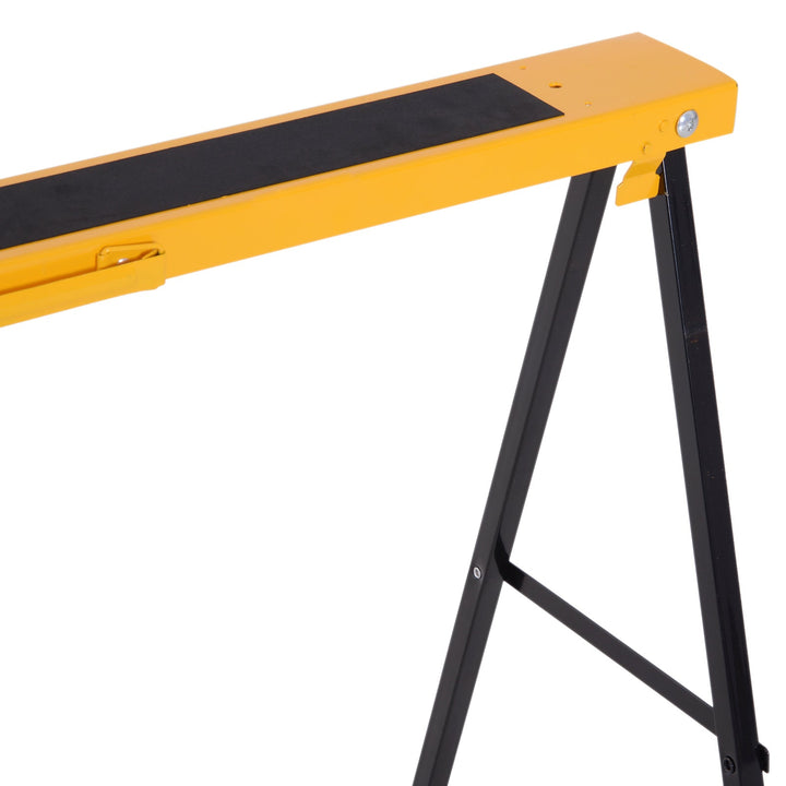 Cavalete de Serra com Patas Dobráveis Cavalete Metálico 2 Peças com Asa Tapete Antiderrapante Máx. 250kg Aço