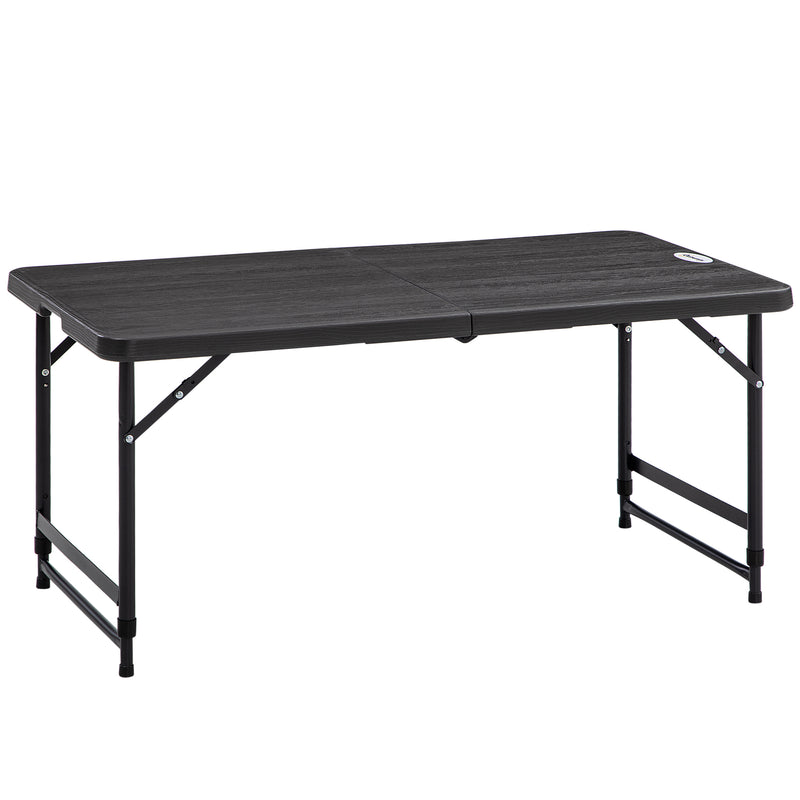 Mesa de Jardim Dobrável Mesa de Exterior com Altura Ajustável para 4 Pessoas para Pátio Varanda Carga Máx. 60kg 118x60x56-74cm Cinza Escuro