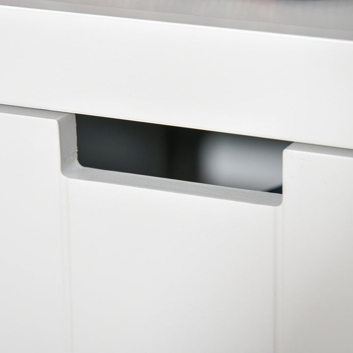 Aparador de Sala de Estar Armário Auxiliar de Armazenamento Moderno com Prateleira Aberta e 3 Gavetas para Dormitório Sala de Estar 102x33x61,5cm Branco