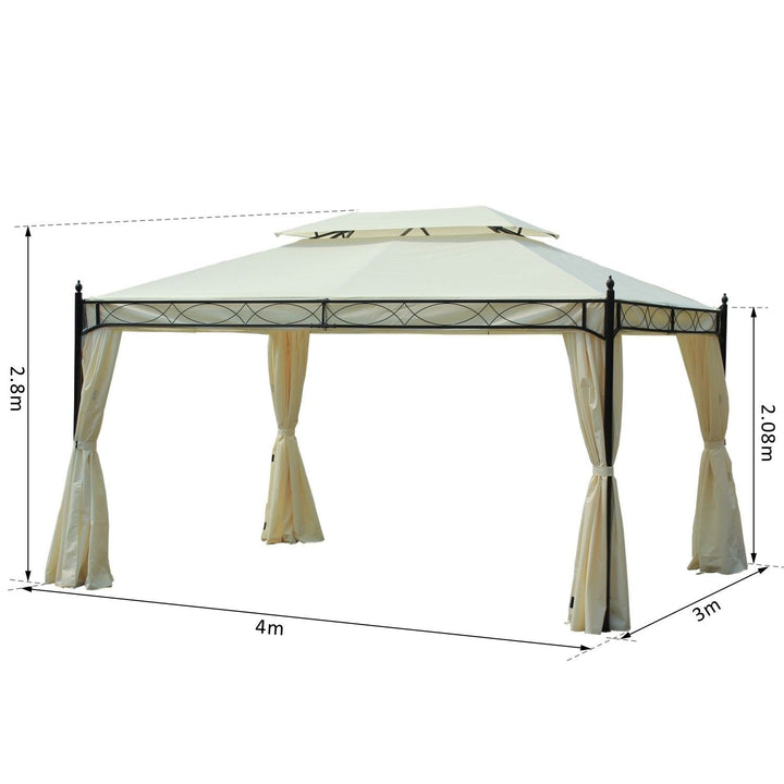 Pérgola para Jardim ou Terraço 3x4m Cor Branco Aço e Poliéster