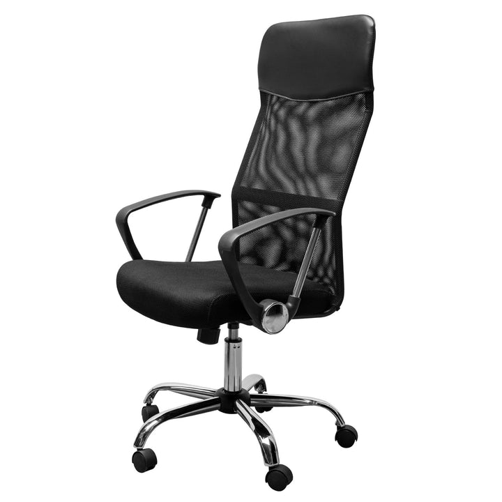 Cadeira de Escritório de Tecido de Malha Encosto para a Cabeça de PU Carga de 120 kg Preto