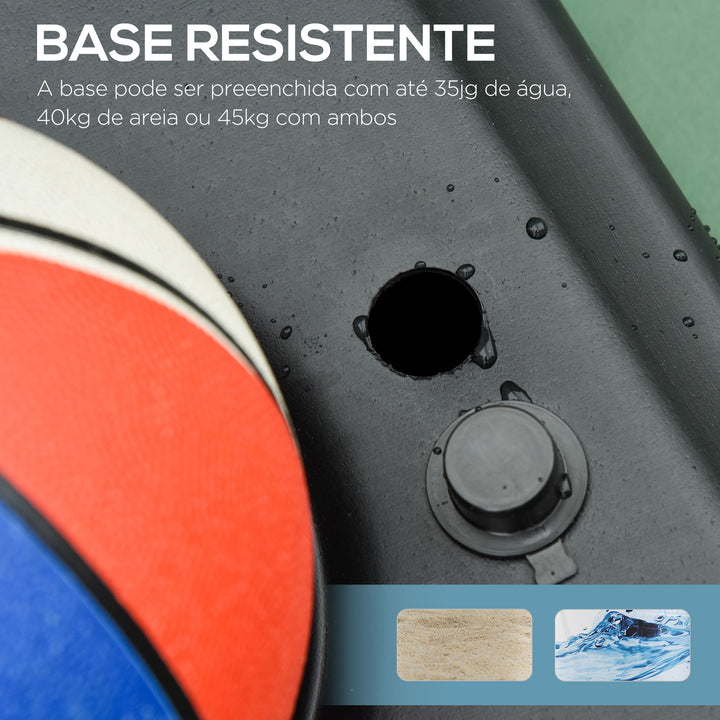 Cesta de Basquetebol para Exterior com Altura Ajustável 160-210cm Cesta de Basquetebol com Rodas Tabela de PE e Base Recarregável 76x70x197,5-254cm Preto e Azul