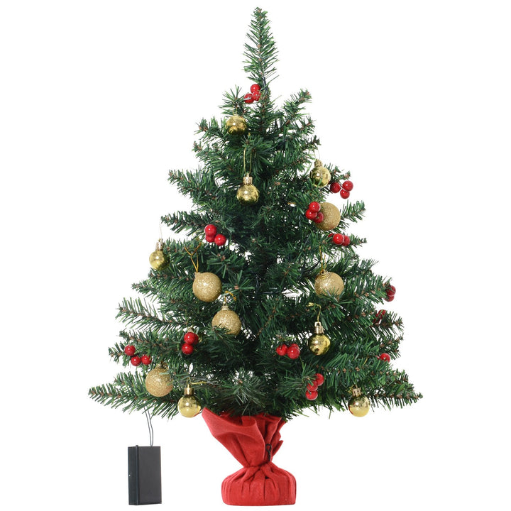 Mini Árvore de Natal 60cm Artificial Decoração de Natal de Pinheiro com Suporte Metálico 73 Ramos PVC Verde
