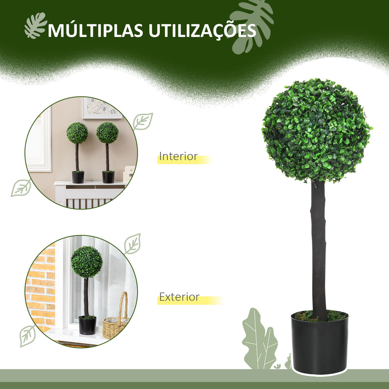 Conjunto de 2 Plantas Artificiais Decorativas 60cm Buxos Artificiais em Vaso para Decoração de Interior e Exterior Ø20x60 cm Verde