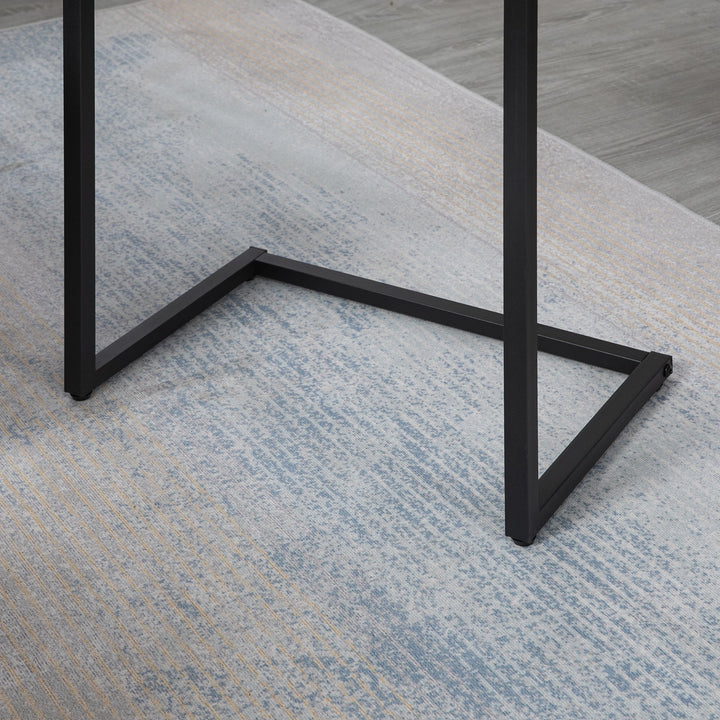 Conjunto de 3 Mesas Auxiliares em Forma de C Mesas de Estilo Industrial com Pés de Aço para Sala de Estar Dormitório Escritório 45x30x60cm 40x28x56cm e 34x25x50cm Marrom Rústico