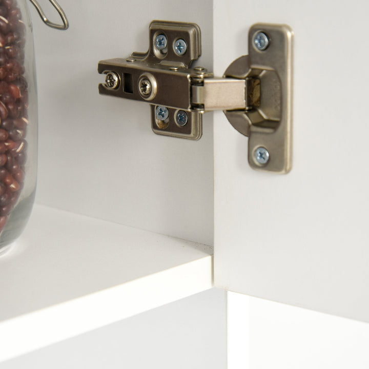 Armário de Cozinha Armário Alto com 3 Gavetas 4 Portas Prateleiras Interiores Ajustáveis e Pés Elevados Móvel Auxiliar para Sala de Jantar Sala de Estar 100x39,5x183,5cm Branco