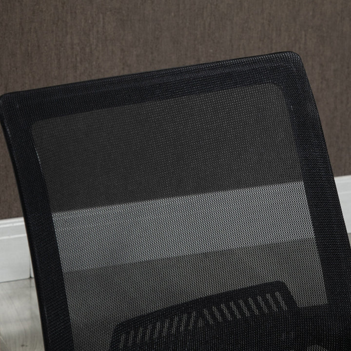 Cadeira de escritório ergonômica giratória ajustável em altura com apoio de braços e apoio lombar Tecido respirável 61x58.5x89-99 cm Preto