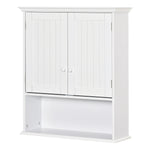 Armário Casa de Banho com 2 Portas Prateleira Interior Ajustável e Compartimento Aberto Móvel Auxiliar Suspenso Multiúso para Cozinha 60x20x70,5cm Branco