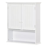 Armário Casa de Banho com 2 Portas Prateleira Interior Ajustável e Compartimento Aberto Móvel Auxiliar Suspenso Multiúso para Cozinha 60x20x70,5cm Branco