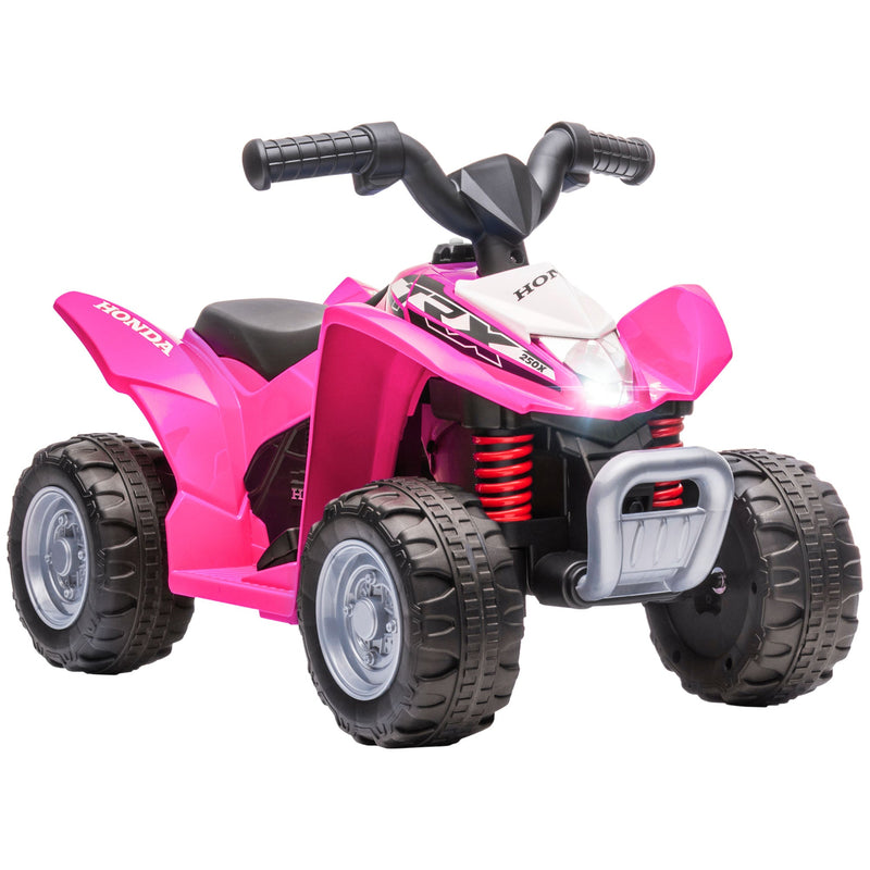 Quadriciclo Elétrico HONDA para Crianças de 18-36 Meses Quadriciclo Elétrico Infantil a Bateria 6V com Faróis LED Buzina Velocidade de 2,8km/h e Avance 65,5x35,5x43,5cm Rosa