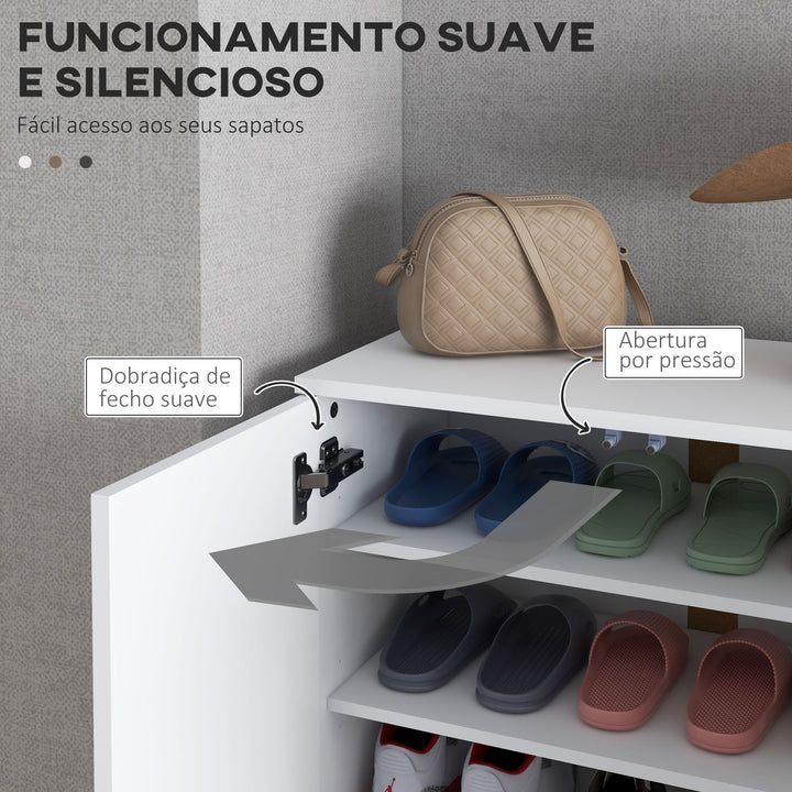 Sapateira com Espelho Móvel Sapateira para 18 Pares de Sapatos com Prateleiras Ajustáveis para Entrada 60x32x95 cm Branco
