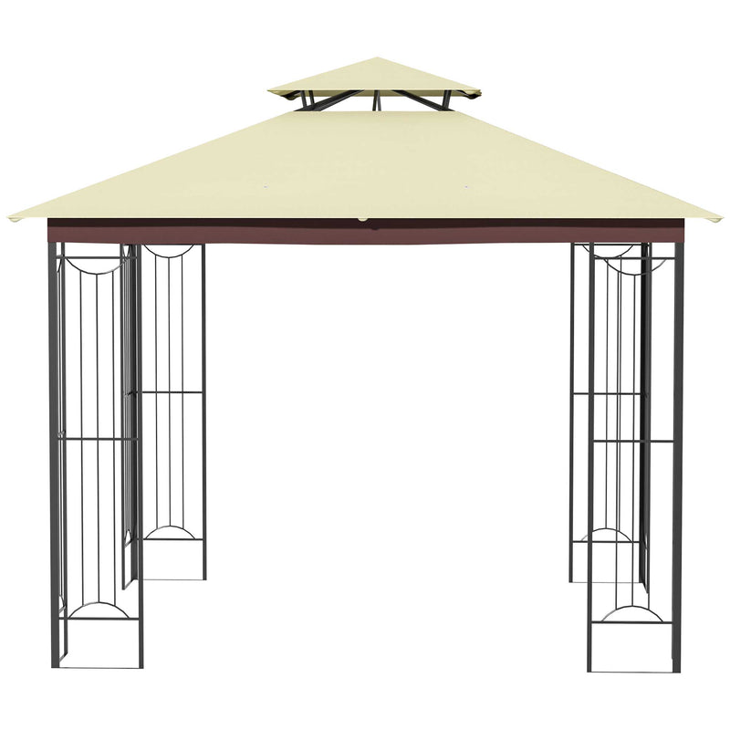 Pérgola de Jardim 3x3m para Exterior com Duplo Teto de Ventilação e Estrutura de Aço com Proteção Solar para Festas Eventos ao Ar Livre Bege