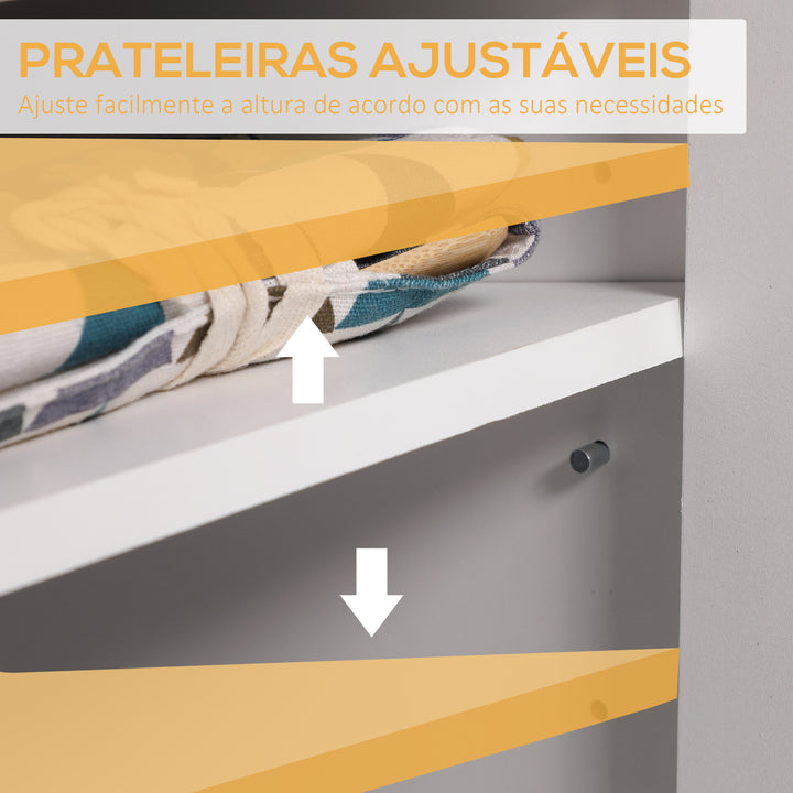 Aparador de Cozinha com 3 Portas de Vidro e Suporte para Garrafas em Forma de X para 4 Garrafas Móvel Buffet Auxiliar para Sala de Jantar Estilo Moderno Anti-Tombo 90x37x75cm Branco