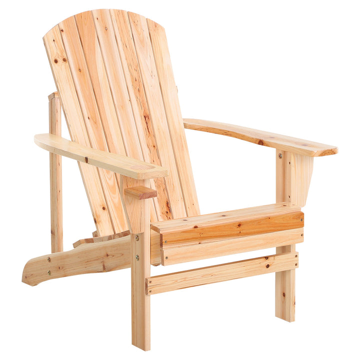 Cadeira Adirondack de Madeira Cadeira de Jardim com Apoio para os Braços Encosto Alto para Terraço Balcão Exterior 72,5x97x96cm Natural