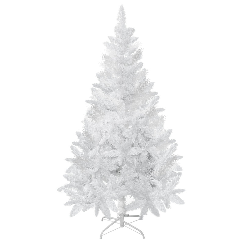 Árvore de Natal Artificial Dobrável 150cm Ignífugo com 358 Ramos Folhas de PVC e Suporte Metálico Decoração de Natal para Interiores Branco