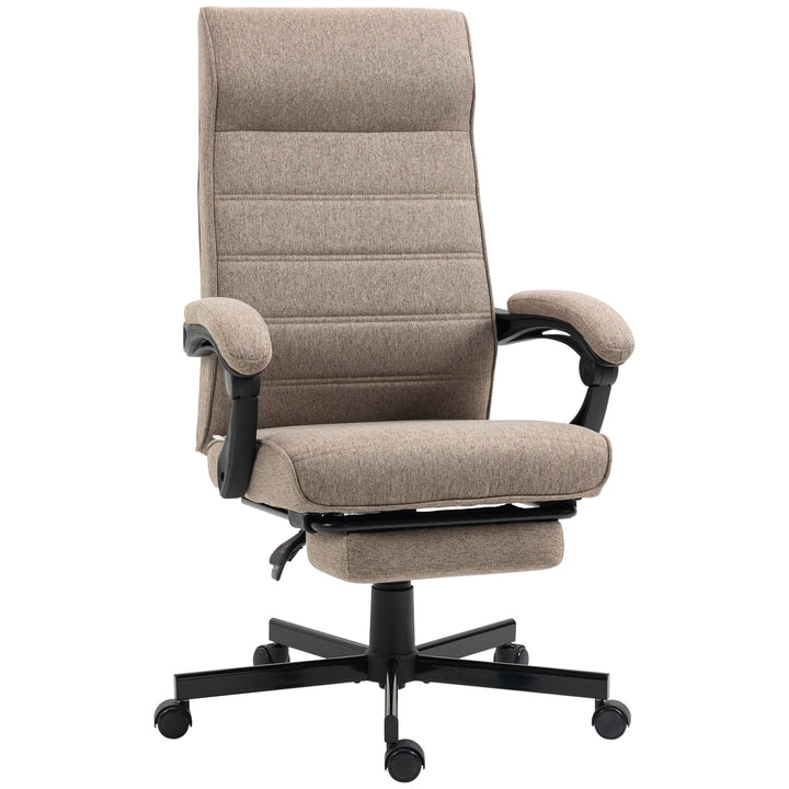 Cadeira de Escritório Giratória Cadeira de Escritório Reclinável com Altura Ajustável Apoio para os Braços Apoio para os Pés Retrátil para Sala de Estar Escritório Estúdio Carga 20kg 68x67x106-114cm Marrom