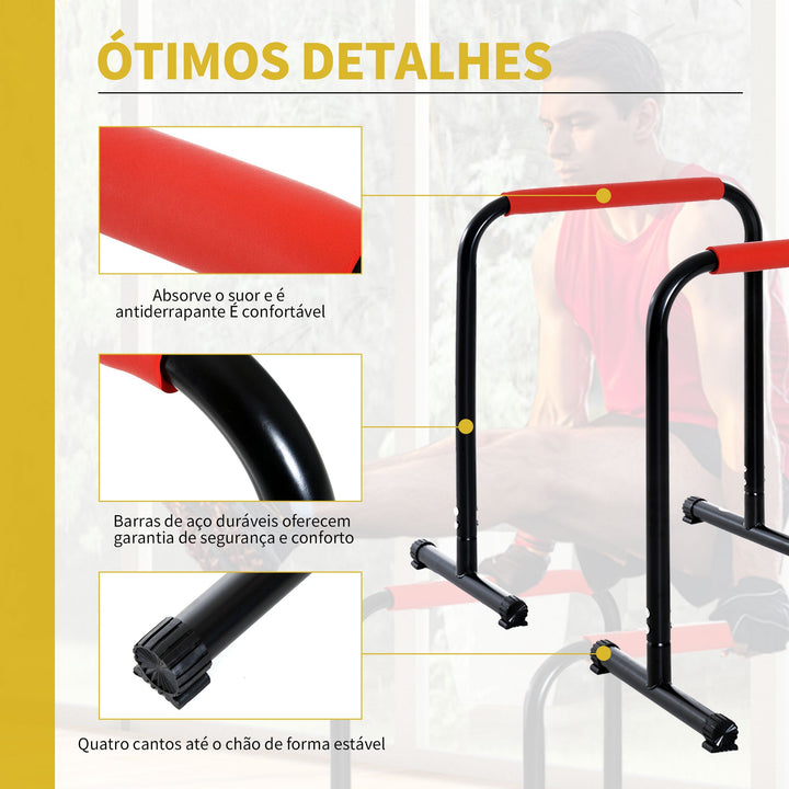 Suporte de treino de barras paralelas para flexões inclinadas construção muscular Calistênicos 63x41x73 cm Preto