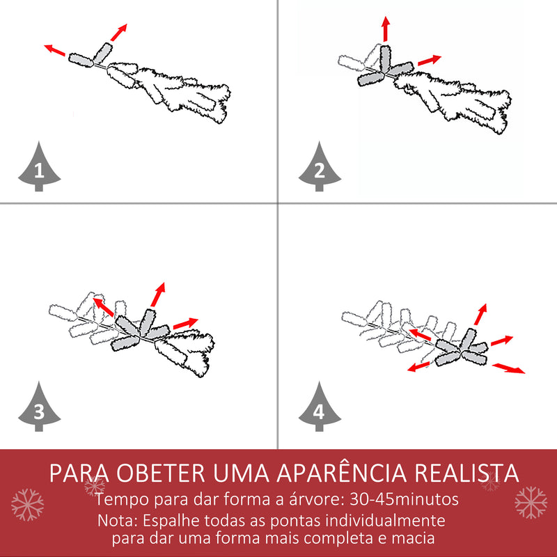 Árvore de Natal Artificial 255cm com Neve Ignífugo com 1300 Ramos Folhas de PVC Base Dobrável e Suporte Metálico Decoração de Natal para Interiores Verde