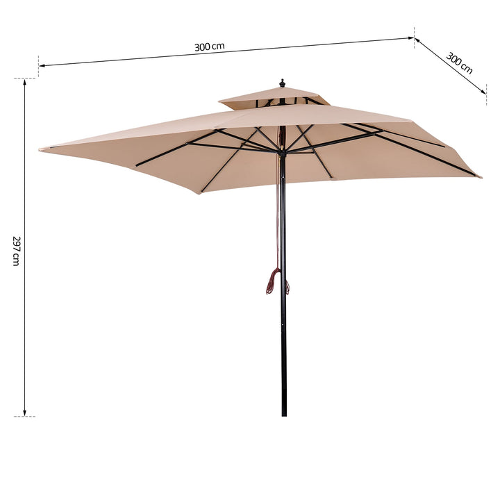 Guarda-sol para terraços de jardim ou cantina Cobertura a 2 alturas 300x300x297 cm Marfim