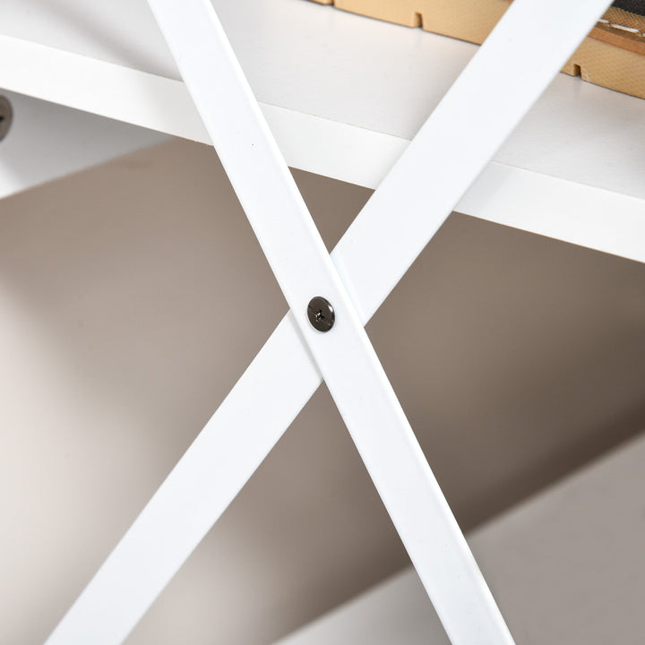 Mesa consola tipo aparador de estilo moderno com 2 gavetas e prateleiras inferiores 105x40x76 cm Branco