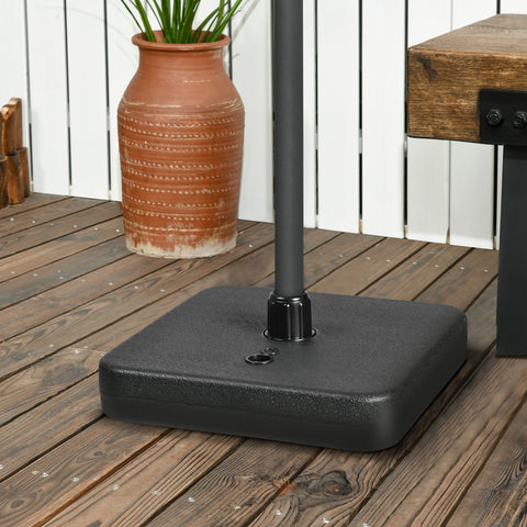 Base para Chapéu de Sol de Jardim Suporte para Chapéu de Sol Quadrada Peso 1kg Mastro até Ø32-38 mm Preenchível de Areia 12kg e Água 9L 38x38x12cm Preto