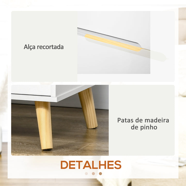 Mesa de Cabeceira com 2 Gavetas e Pés de Madeira Mesa de Cabeceira para Dormitório Escritório Estilo Moderno 50x40x50,5cm Branco