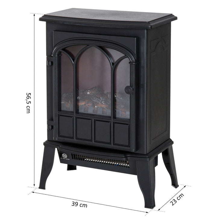 Lareira elétrica de pé 1000/2000 W Chama LED com termostato 39x23x56.5cm