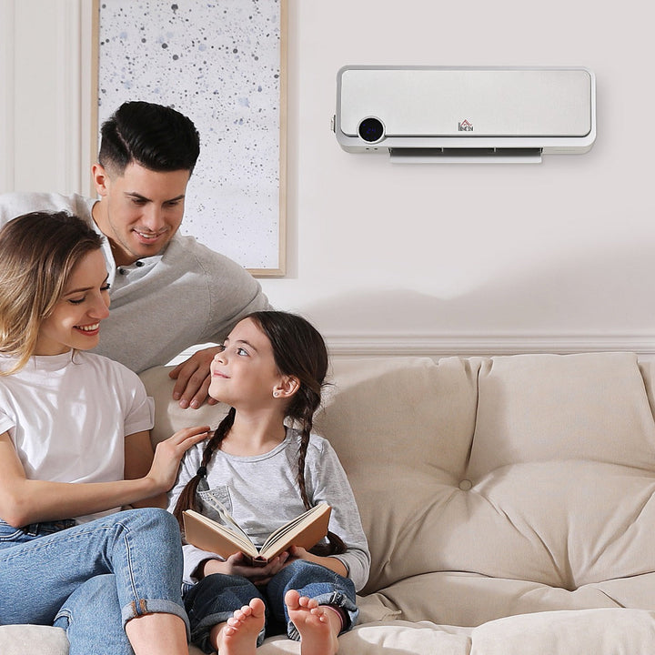 Aquecedor Cerâmico de Parede 1000W/2000W com Controle Remoto Tela LED Temporizador de 12h Termostato e Proteção contra Superaquecimento 56x18,5x11,7cm Branco