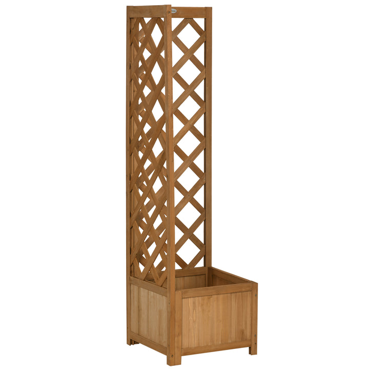 Floreira com Treliça de Madeira Caixa de Plantio com Suporte para Plantas Trepadeiras Cultivos de Plantas Flores Decoração 40x40x145cm Madeira