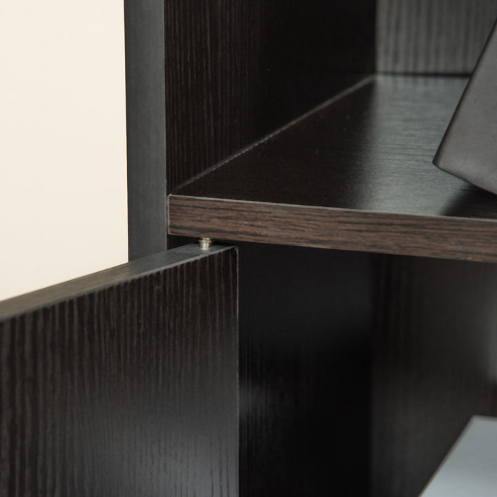 Estante com 3 Prateleiras Abertas e 1 Fechada com Porta Estante de Estilo Moderno para Armazenamento de Livros Brinquedos Plantas 40x30x129,5cm Preto