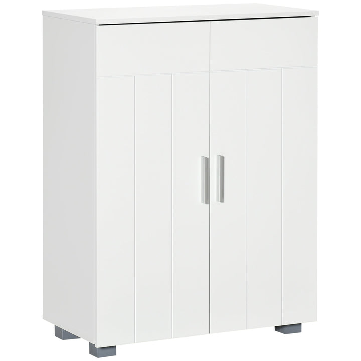 Armário de Casa de Banho com 2 Portas e 2 Prateleiras Ajustáveis em 7 Níveis Móvel Auxiliar de Armazenamento para Sala de Estar Cozinha 60x30x80cm Branco