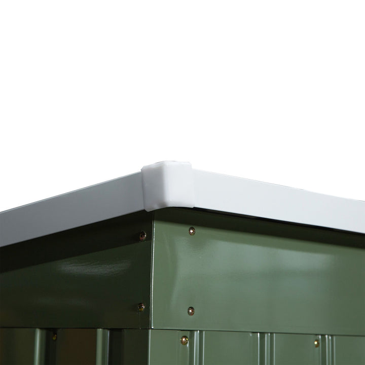 Abrigo de Jardim 213x130x173cm Abrigo de Exterior de Aço Galvanizado com Porta Corredeira e Ventilações para Armazenamento de Ferramentas Verde