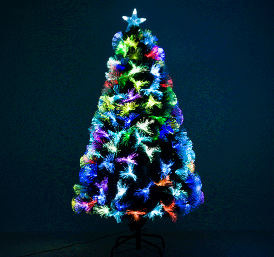 Árvore de Natal, Altura 120 cm + Estrela e Fibra Ótica de 7 Cores Árvore Artificial F 66x 120 cm